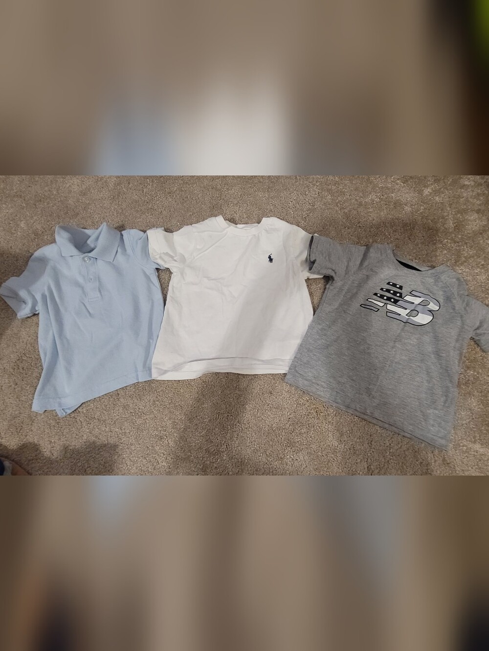 Ralph Lauren White Tee with Navy Polo AND New Balance Shirt AND Carter's Polo